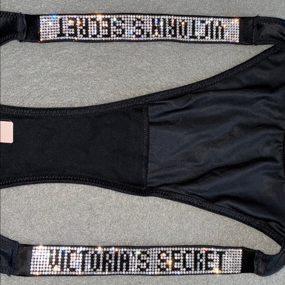 Victoria’s Secret Shine Strap Brazilian Panty VS Bling Panties Rare Black NEW - Picture 5 of 10